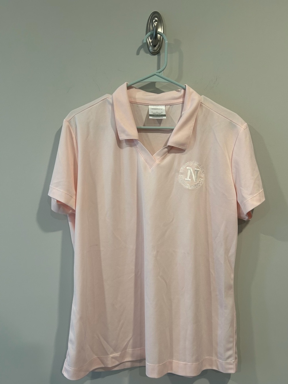 Nike Light Pink Women's Polo Top with Embroidered N Team National